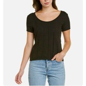 Madewell Pointelle Ribbed T-Shirt Black 3X New Without Tags Soft Stretch Basic